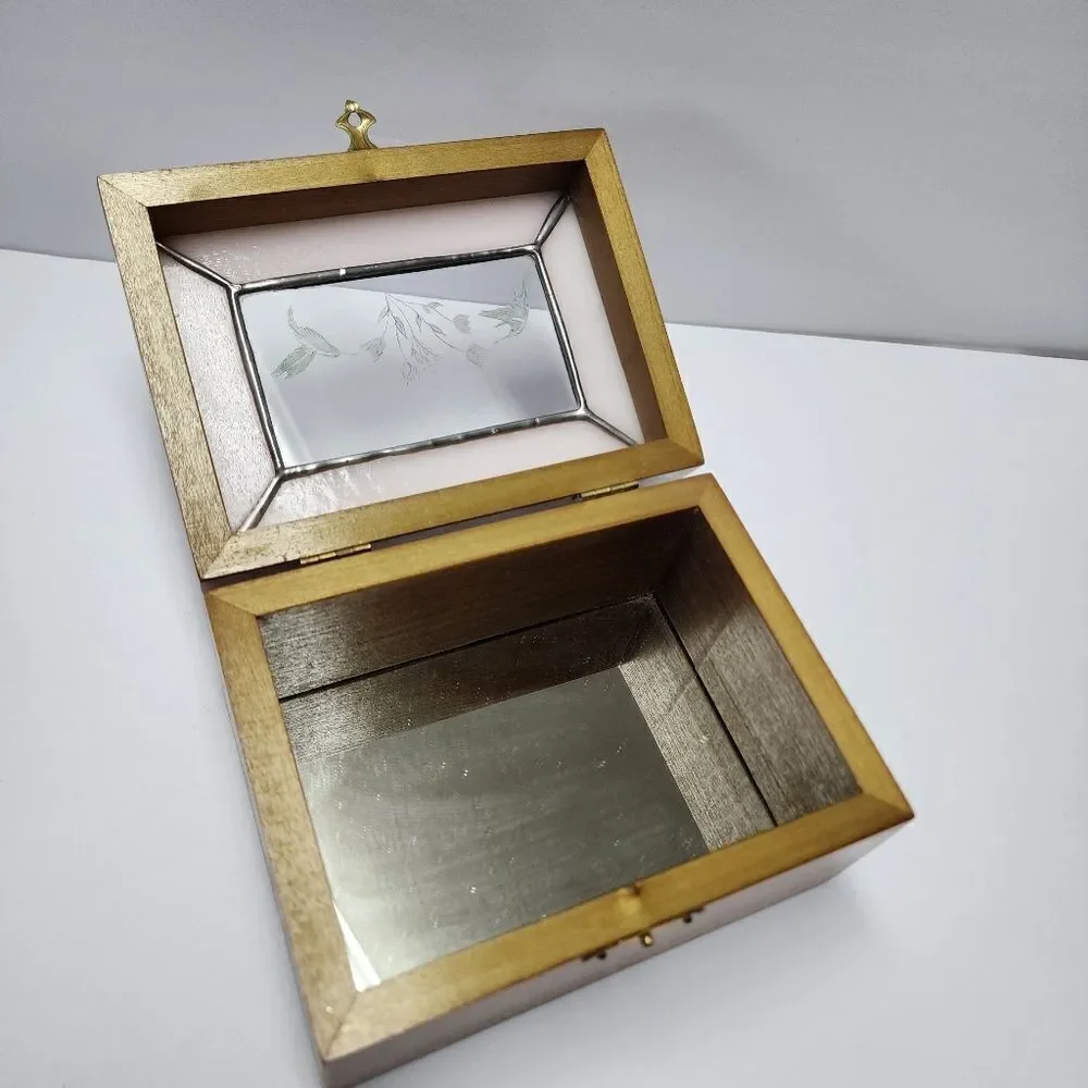Wood and Glass Jewelry/Trinket Box